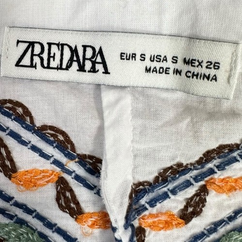 Zara Embroidered Bohemian Exotic Boxy Top Oversized Small Summer Resort - Picture 13 of 16