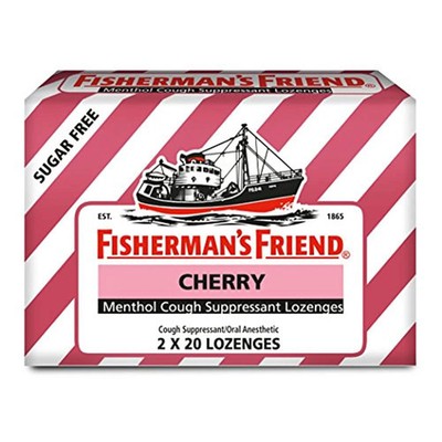 Fisherman's Friend Sugar Free Menthol Cough Suppressant Lozenges Cherry 40 Count