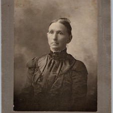 c1890s Cute Older Lady Beautiful Handmade Dress 5x7" Cabinet Card Photo Woman 5G