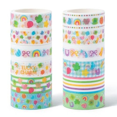 St.Patrick's Day Washi Tape - 12 Rolls Lucky Marshmallow Shamrock Rainbow Pot 