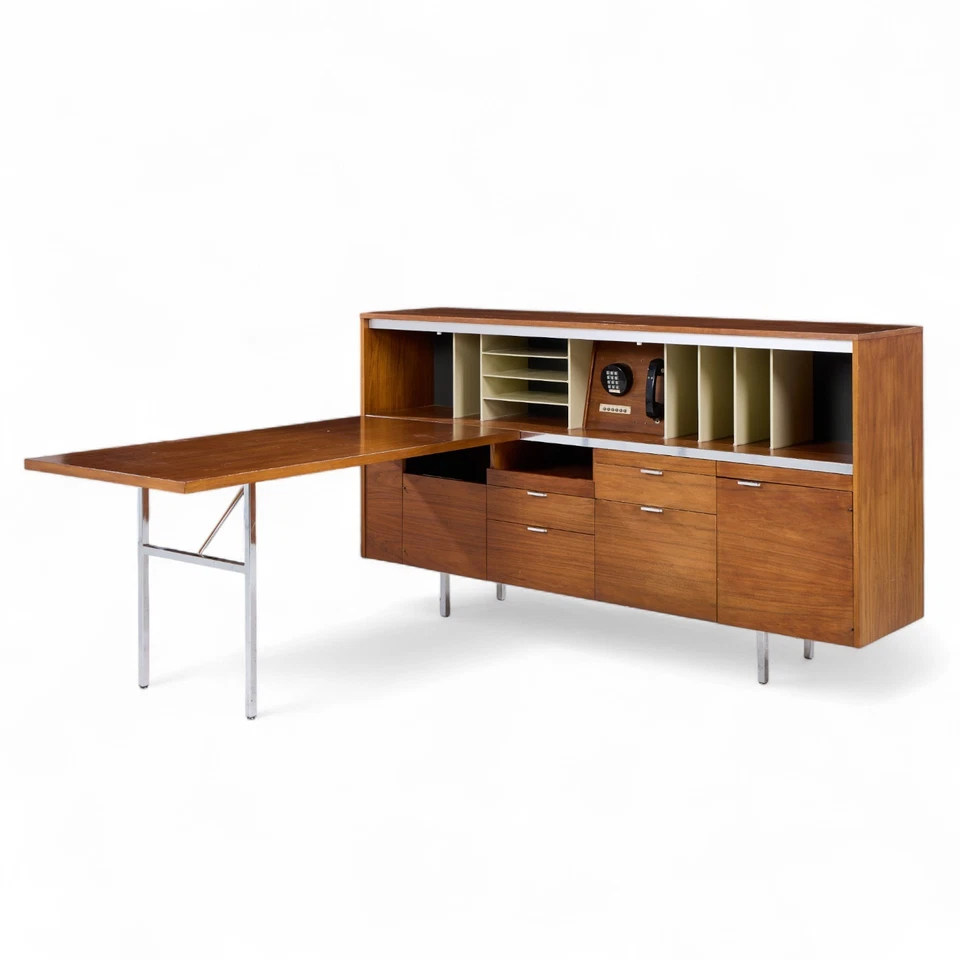 George Nelson for Herman Miller Mid Century Walnut Desk with Return - Image 2 of 4