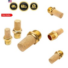 3 Pcs Pneumatic Brass Exhaust Muffler Filter, 1/8" Male Thread Hex Sintered S...