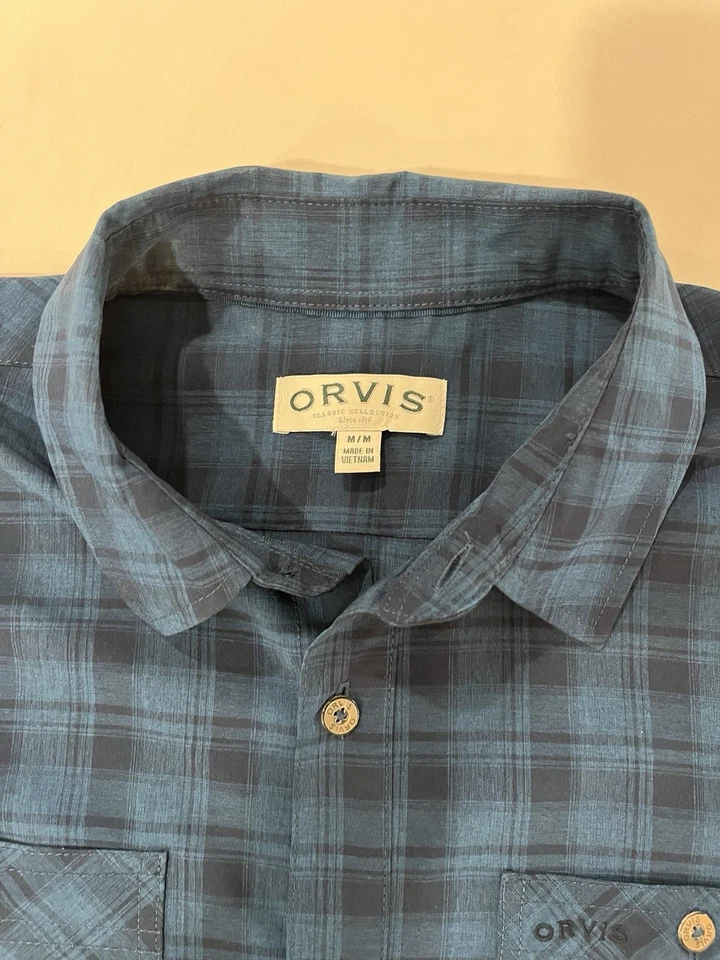 Camisa de pesca Orvis M Performance para hombre verde azulado a cuadros secado rápido ventilada al aire libre Foto 3 de 4