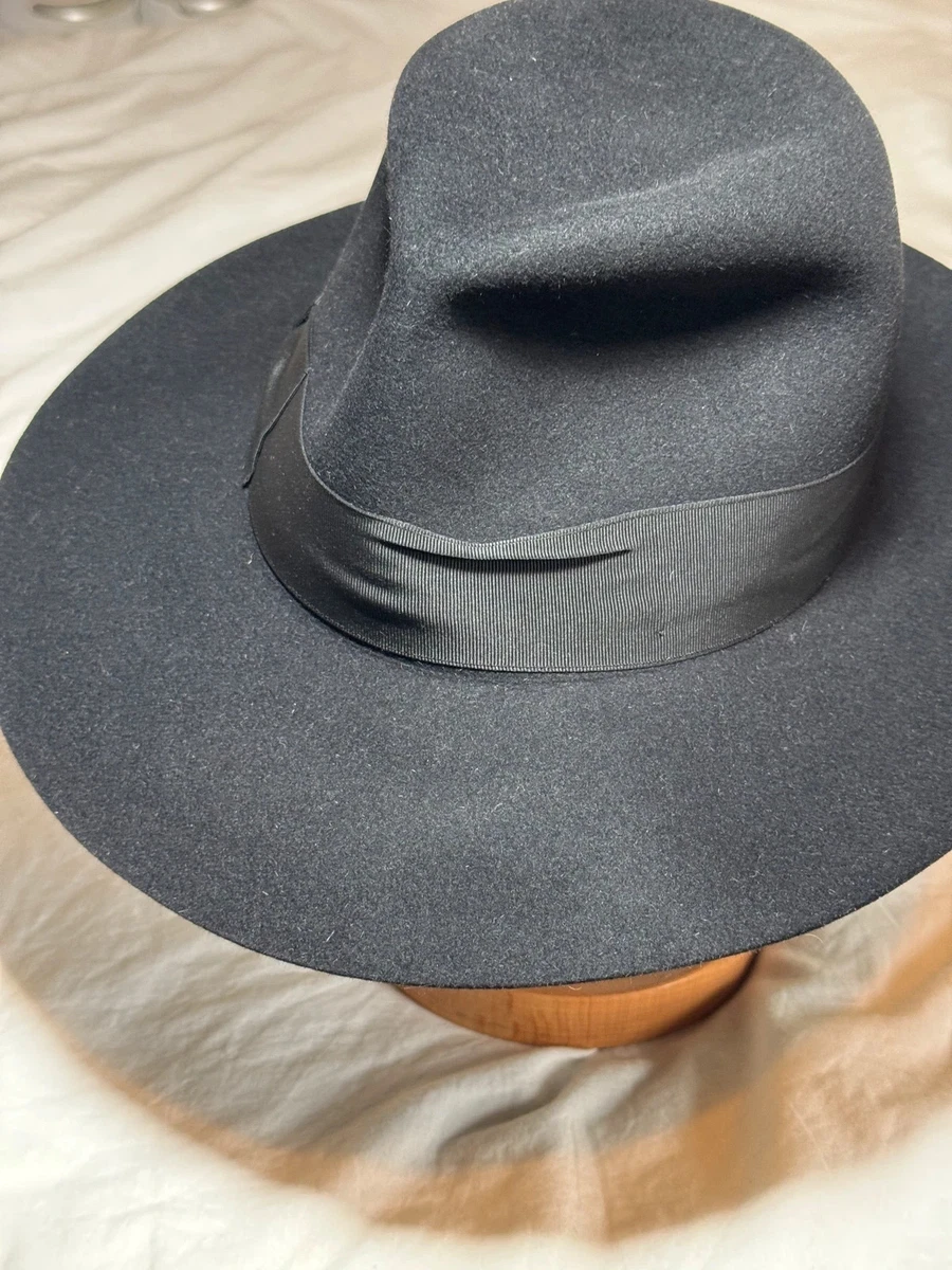 Fedora de fieltro negro Borsalino Alessandria talla 6 3/4/55 cm