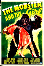 1941 Potwór i dziewczyna Oryginalny plakat filmowy 27x41 Horror Cult