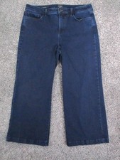 NYDJ Jeans Womens 12 Blue Wide Leg Lift Tuck Stretch High Rise Rinse Denim 34x26