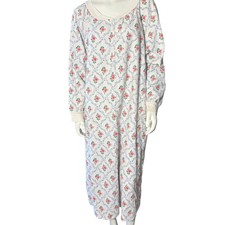 Lanz Of Salzburg Flannel Floral Nightgown Cottagecore Rosebud Print Size Medium