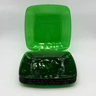 Vtg Anchor Hocking Forest Green Charm Luncheon Plates Square Set Of 4. 8.25"