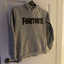 Fortnite Gamer Sweatshirt Hoodie Kids 7/8 Grey Marl Graphic Print   