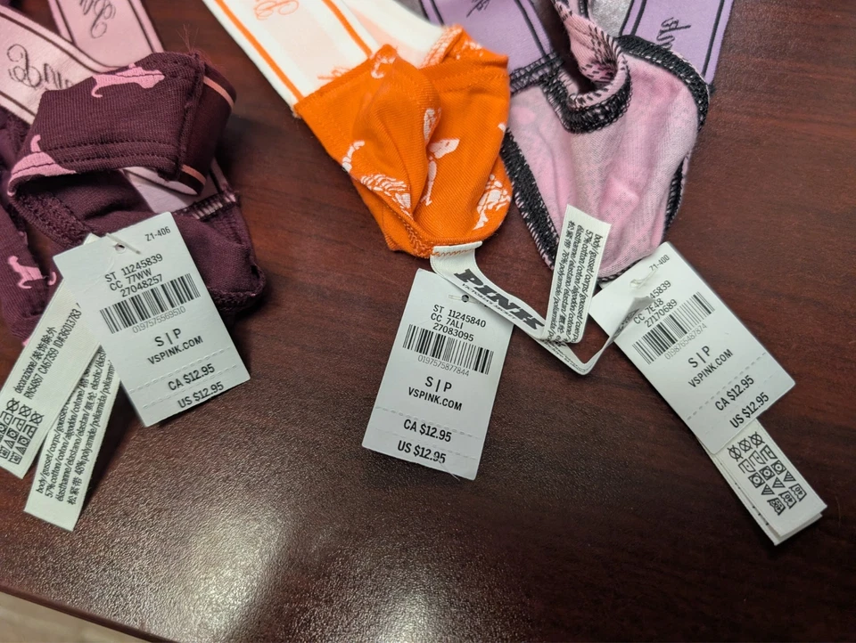 Victoria's Secret Panty Lote De 3 Tanga Pierna Alta Rosa Cuadros Perro Rosa Salvaje S Nuevo Con Etiquetas Foto 3 de 4