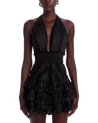love shack fancy mini dress sale Lomina Fragrance Print Silk Mini Dress- Women's Designer Luxury Dresses