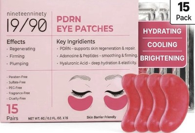 Revitalizing Hydrogel Eye Patches Pink 15 Pairs Caffeine Hyaluronic Acid