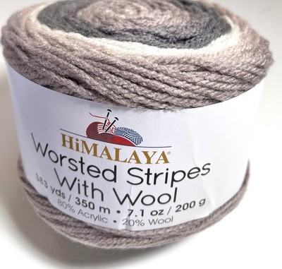 HIMALAYA WORSTED STRIPES WITH WOOL YARN 1pk. STONE PATH . I Combine Ship.