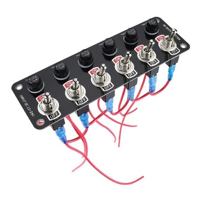 6 Gang Switch Panel 12V 24V Boats Rockers Toggle Switch Panel 10A On-Off Switch