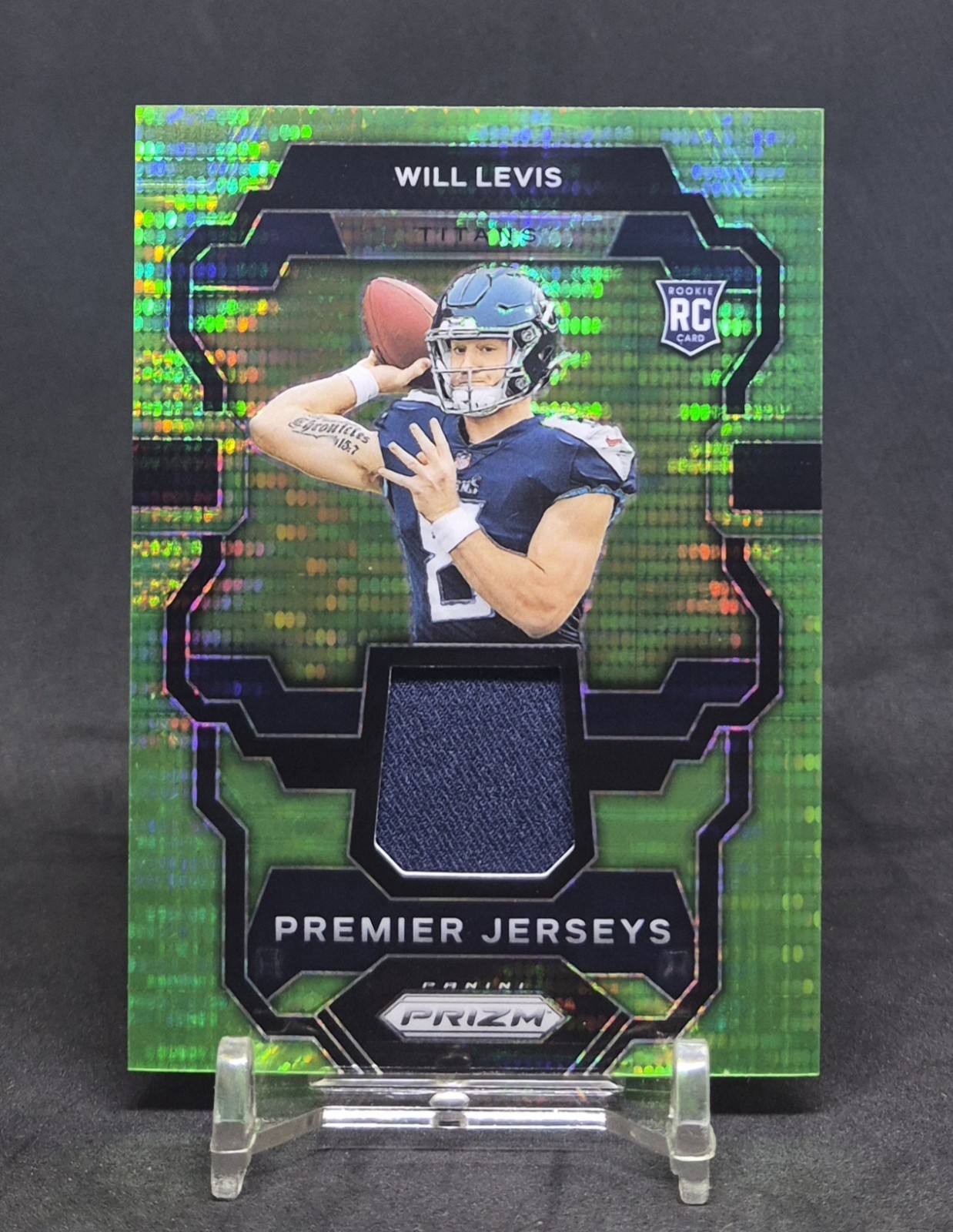 2023 PRIZM PREMIER JERSEYS NEON GREEN PULSAR WILL LEVIS RC TITANS