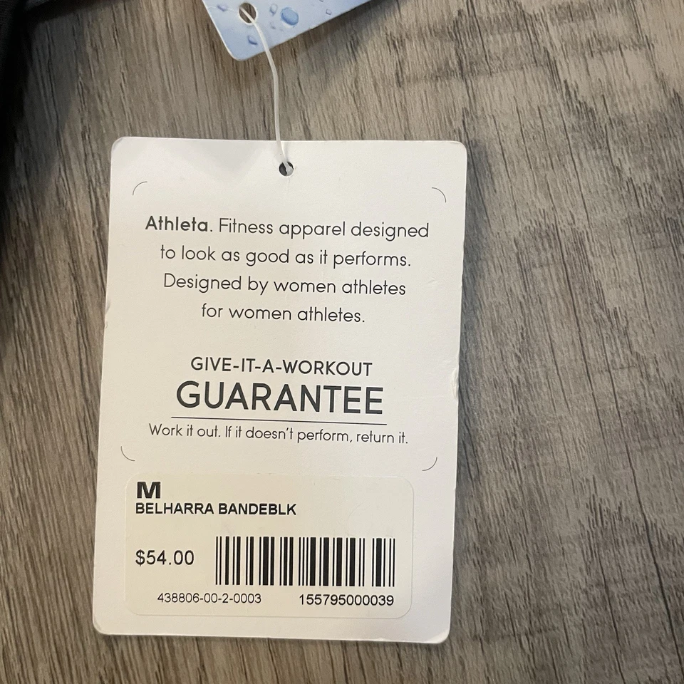 NWT $54 Athleta Belharra Bikini Swimsuit Bottom Black W/ White/Gray Waistband M - Image 4 of 4