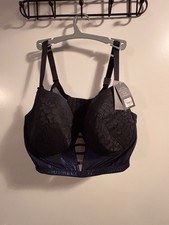 Cacique Lace Lightly Lined Underwire Balconette Bra 44DD Black