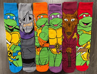 Brand New - One Size Fits Most -Teenage Mutant Ninja Turtles- 6 Pair Crew Socks