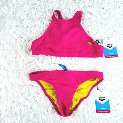 Arena Crop Tank Fresia Rose Yellow Pink Star Bikini Set XS 30 Y2K Retro Beach