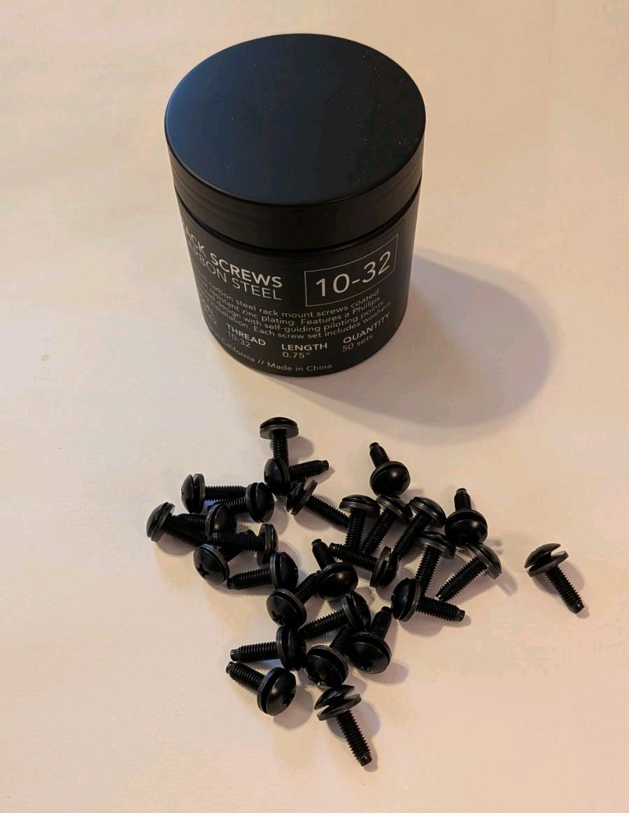  Carbon Steel 10/32 Rack Screws and Nylon Washers. 25-Piece 