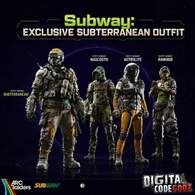 Arc Raiders x Subway - Subterranean Outfit Exclusive Promotion AUTHENTIC 