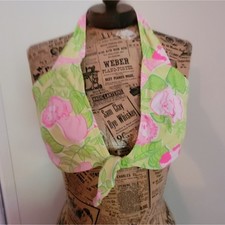 Lilly Pulitzer Floral Halter Swimsuit Bikini Top Unpadded Sz 8