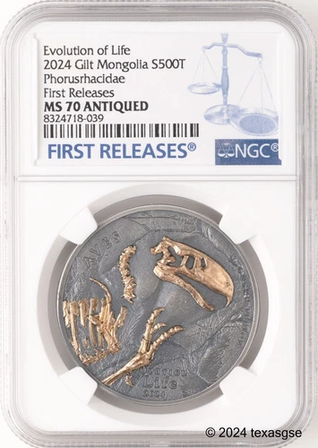 2024 Mongolia 500tog 1oz Silver Evolution of Life - Aves NGC MS70 First Release