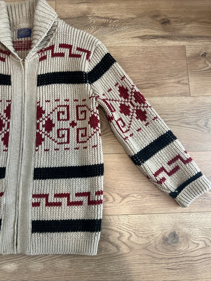 Pendleton Big Lebowski The Dude Sweater Large VTG Wool 70s Cowichan Cardigan *** - Image 4 of 4