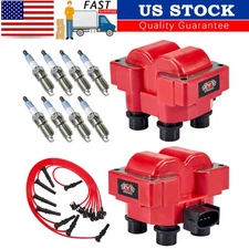 2 Pack Ignition Coil & Iridium Spark Plug & Wire For Ford F-150 F-250 4.6L FD487