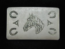PA07174 VINTAGE 1970s  HORSE  HORSESHOES  WESTERN  COWBOY BELT BUCKLE