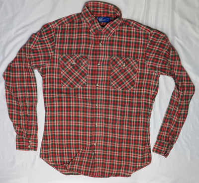 JCPENNEY PENNEYS PLAIN POCKETS MENS L TALL VINTAGE FLANNEL SHIRT RED GREEN  | eBay