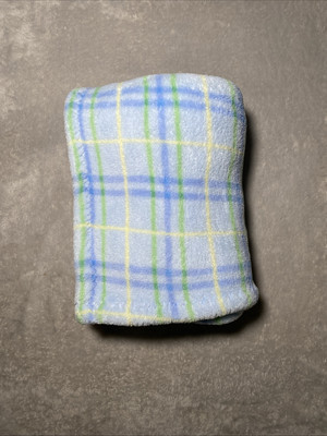 Grreat Choice Baby Blanket Plaid Blue Green Yellow Stripes Soft Fleece Lovey