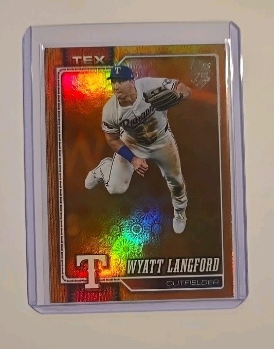 Wyatt Langford 2026 Topps Series 2 Sunshine Parallel Rangers #385