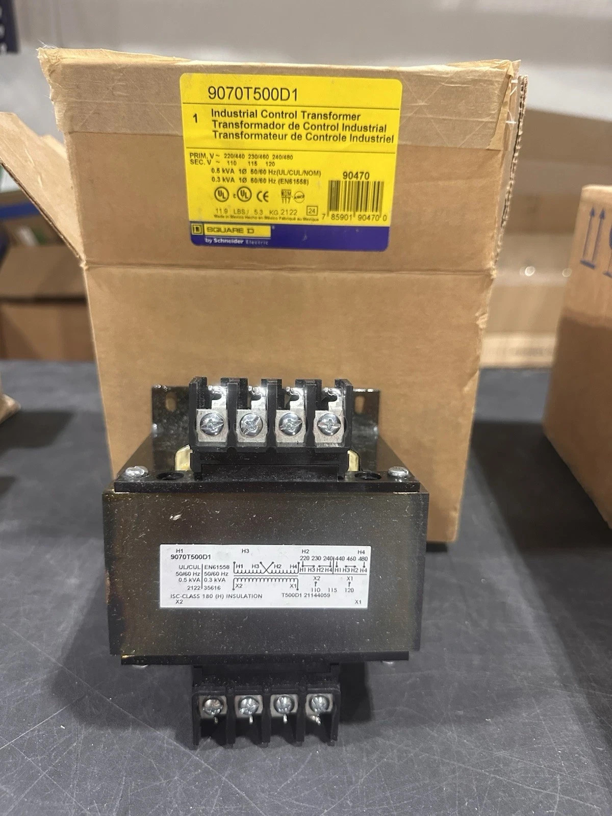 NEW Square D 9070T500D1 Industrial Control Transformer 500VA 240/480V to 120V