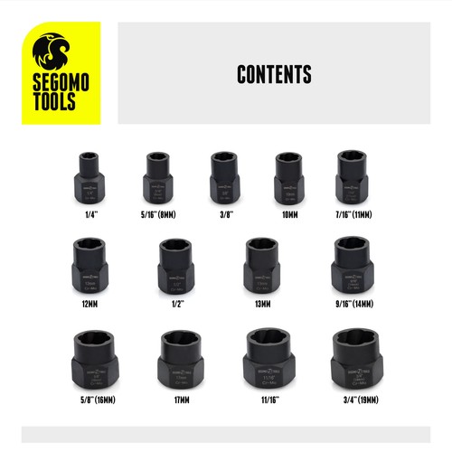 Juego de herramientas métricas de extracción de tuercas y pernos Segomo Tools 10 - 19 mm - Imagen 6 de 9