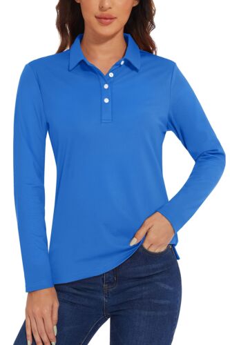 Women's Golf Shirts Lightweight UPF50+ Long Sleeve UV Protection Polo Shirts US - Picture 41 of 61