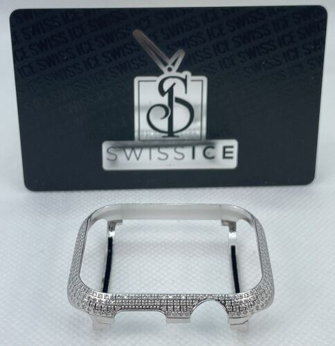 Custom Stainless Steel 1.0ct Genuine Diamonds Bezel/Case For Apple Watch 44mm - Picture 5 of 6