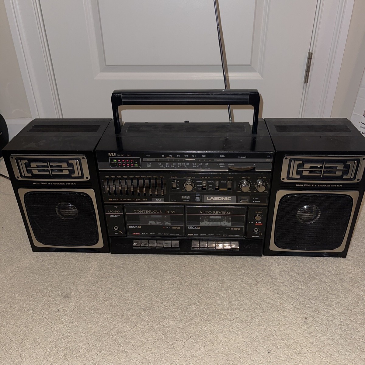 1980s LASONIC LPC-990 VINTAGE BOOMBOX HIGH FIDELITY