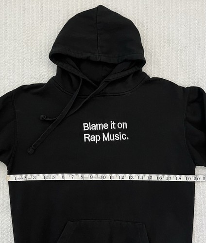 Felpa con cappuccio pullover Blame It On Rap Music uomo ricamato divertente nero SM 19” X 25” - Foto 5 di 10