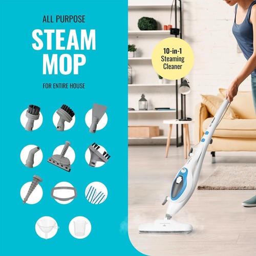 10-in-1 Steam Mop Cleaner Hardwood Floors Tile Floor Chemical Free Cleaning New - Picture 3 of 8
