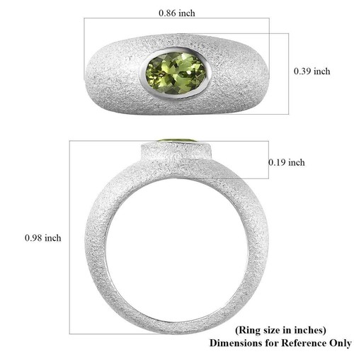 0.75ctw Premium Calabar Green Tourmaline Sandblast Ring Platinum Plated Size 6 - Picture 6 of 6