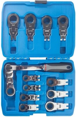 SW Stahl S1588 Ringratschenschlüssel Set 8-19 mm 13-teilg Ringratsche mit Gelenk
