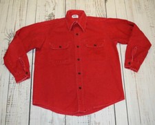 Vintage 70's Mr. Leggs Thick Cotton Chamois Shirt M 15 15-1/2 Solid RED LKNW