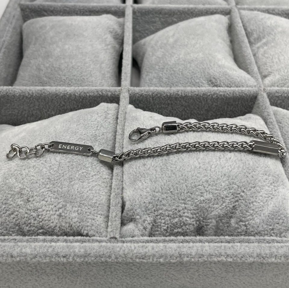 Bracciale Uomo firmato S’Agapõ cordoncino catenina grigio acciaio inox "Energy" - Immagine 2 di 4