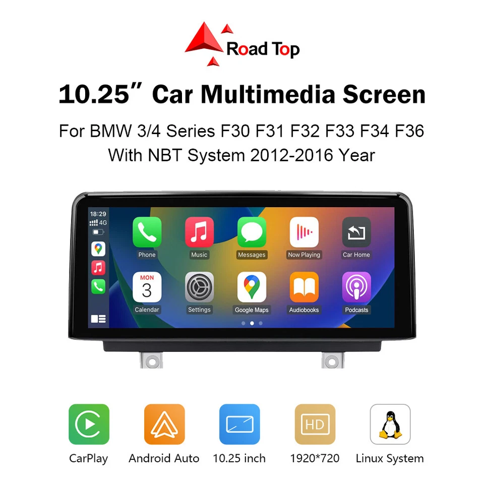 10.25' CarPlay Touchscreen Multimedia For BMW NBT F30 F31 F32 F33 F34 F36 F80  - Image 2 of 4