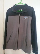 Mens Fleece Long Sleeve Full Zipper Zip Up Jacket Solid Soft with fish logo L