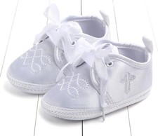 Baby Shower Boy Kid Infant White Christening Cross Wedding Party first Shoes 