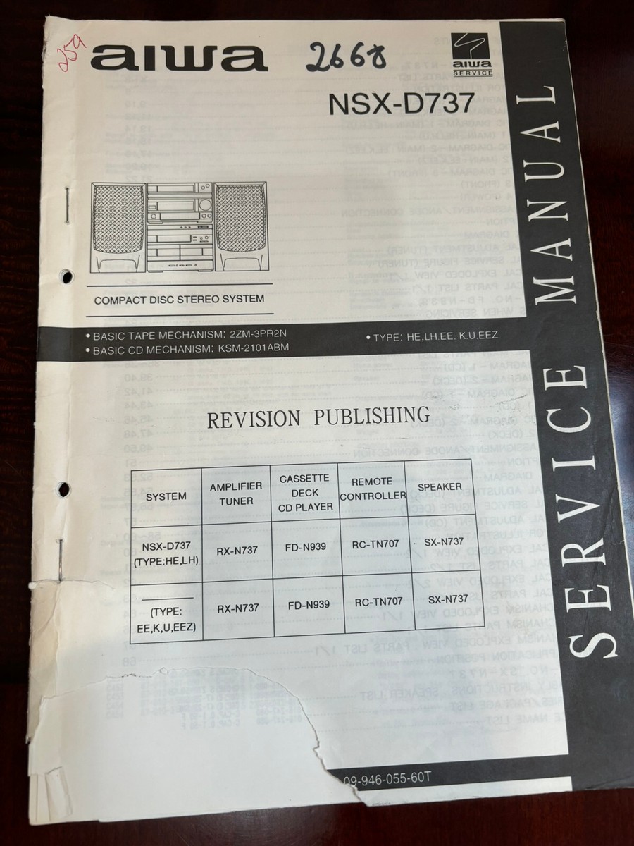 AIWA NSX-D737 RX-N737 FD-N939 Repair Service Manual FROM THE USA