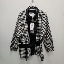 Barbour X Alexa Ivy Casual Black White Chess Check Belted Coat Jacket Size Uk 18