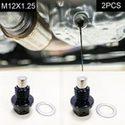 2Pcs Anodized Magnetic Oil Change Pan Drain Plug Bolt Washer M12x1.25 Black Nut